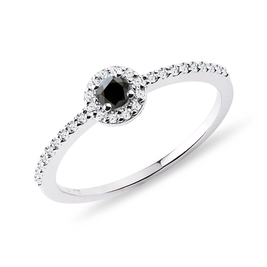Zlatý zásnubní prsten s černým diamantem | KLENOTA