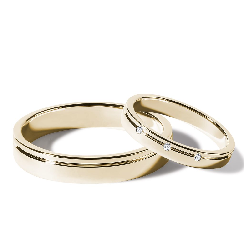 Wedding rings set for couples: gold band for him, infinity band with  diamonds for her | Eden Garden Jewelry™