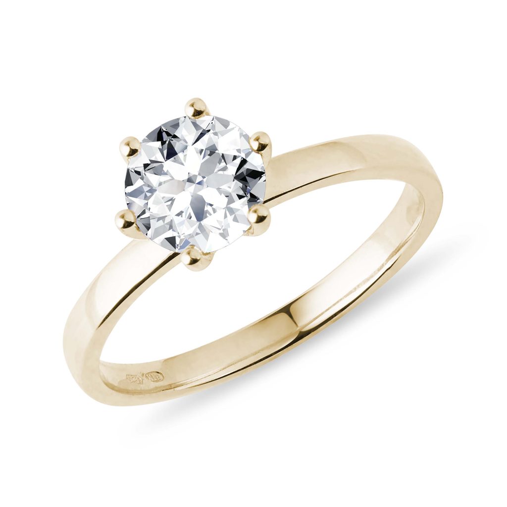 1 Carat Diamond Yellow Gold Engagement Ring | KLENOTA