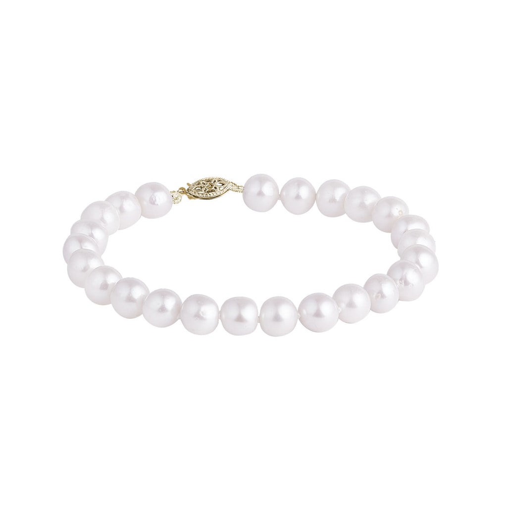 pearl bracelet White freshwater pearl bracelet in yellow gold | KLENOTA