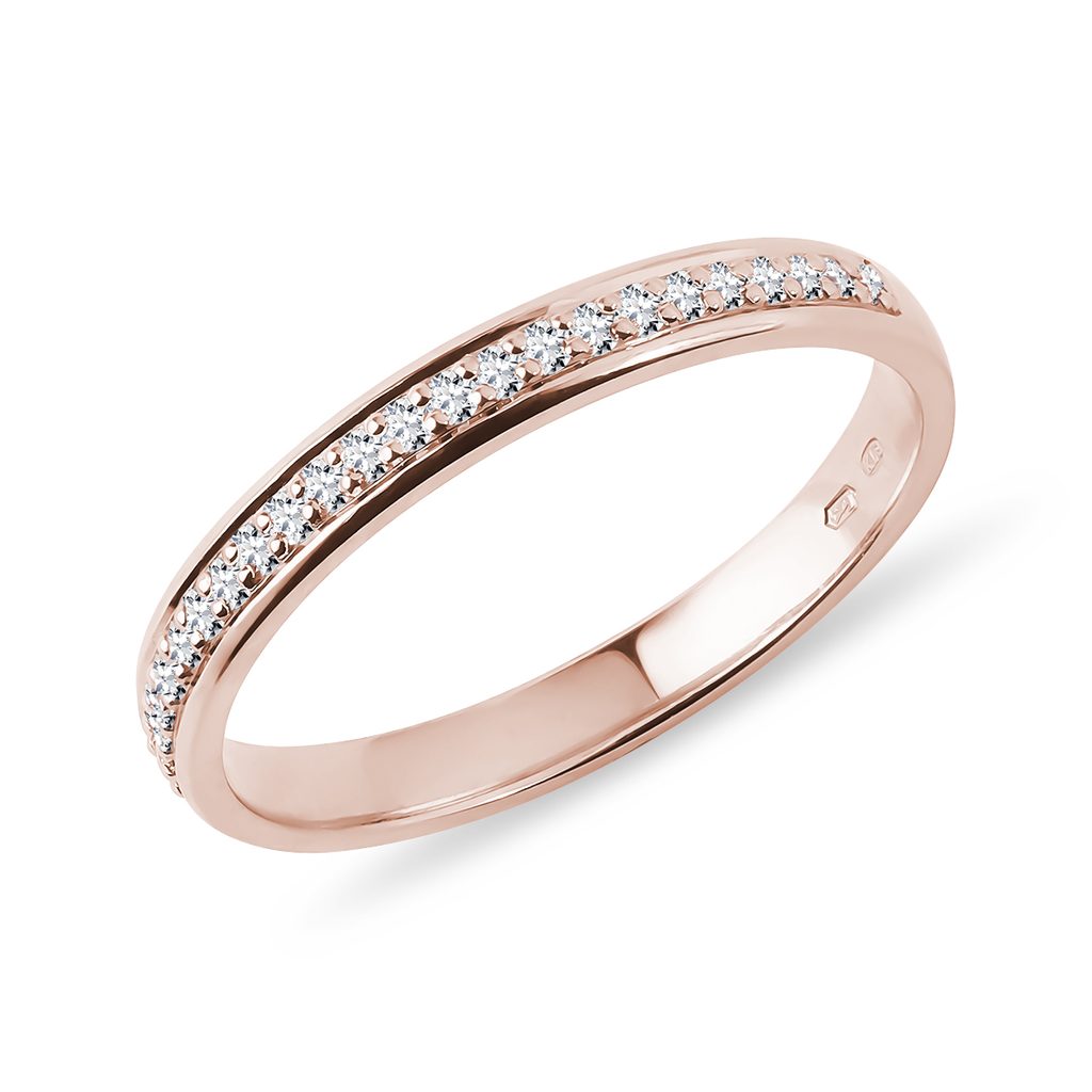 Snubní diamantový prsten z růžového zlata | KLENOTA