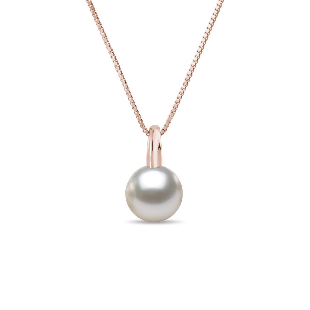 Halskette aus Roségold mit Perle | KLENOTA