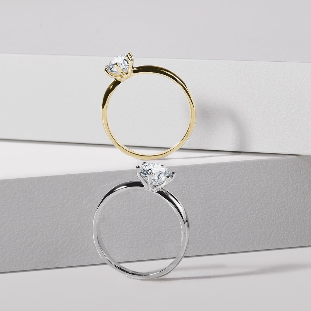 Briliantový prsten z bílého 14k zlata | KLENOTA