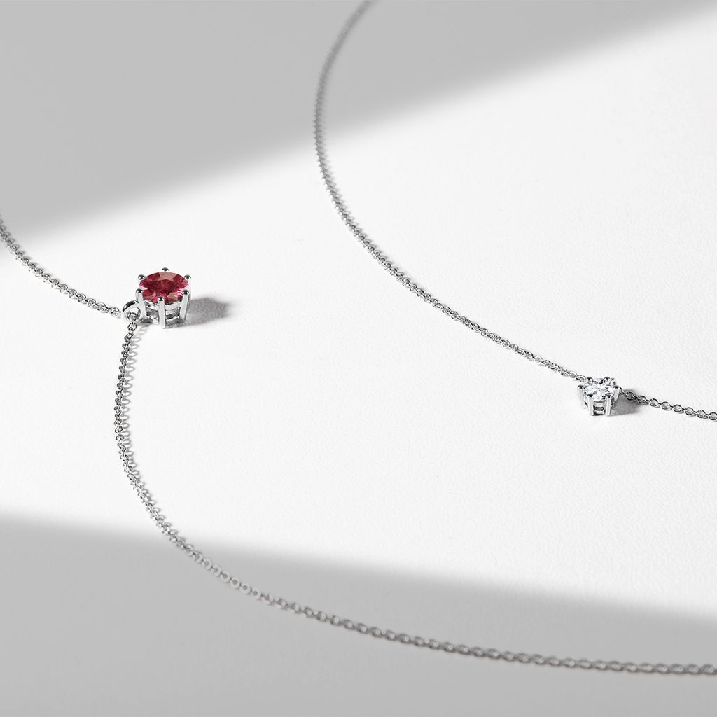 Rubellite pendant in white gold | KLENOTA