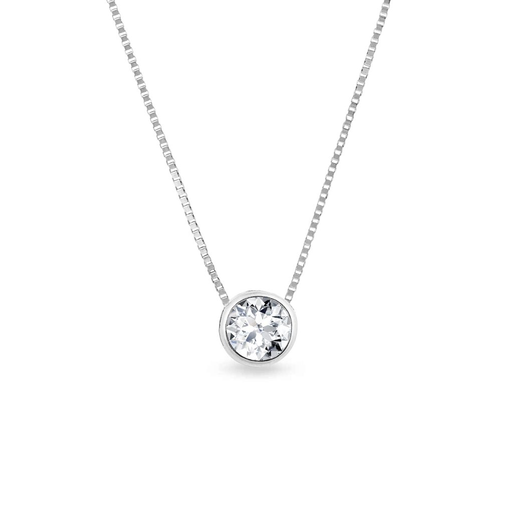 White Gold Necklace with Bezel Diamond | KLENOTA