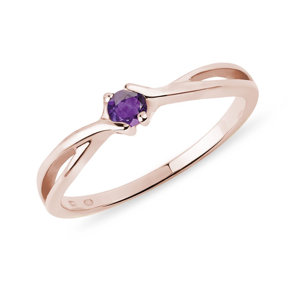 Original Rose Gold Ring with Amethyst | KLENOTA