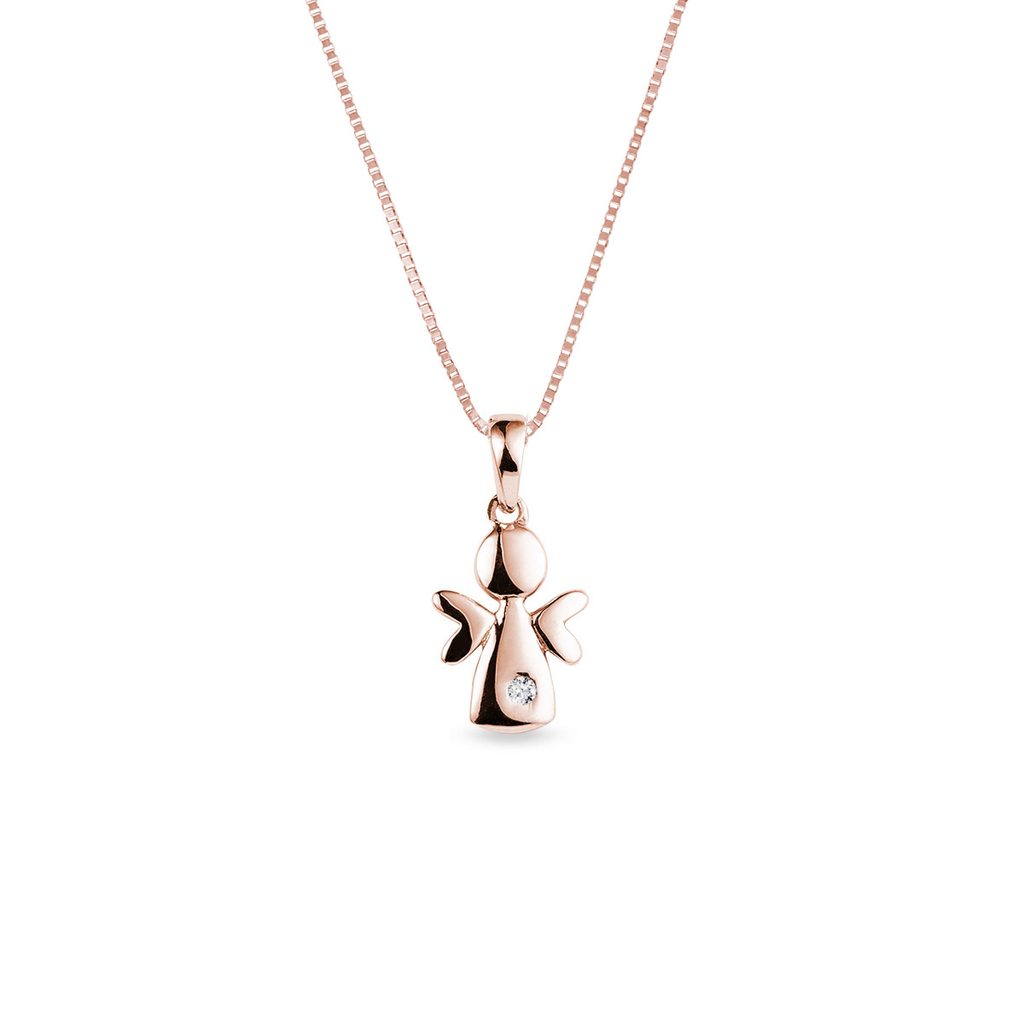 diamond angel necklace in rose gold 