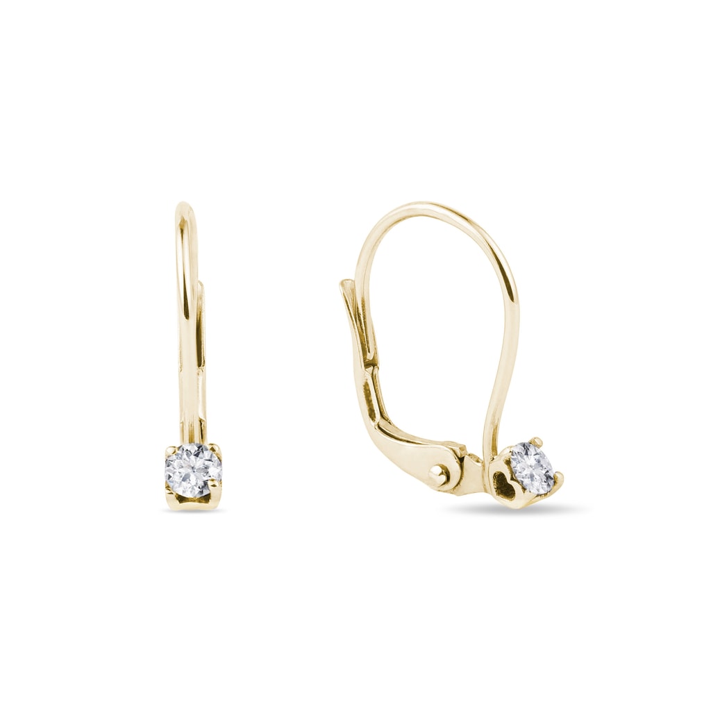 Gold earrings with clear diamonds | KLENOTA