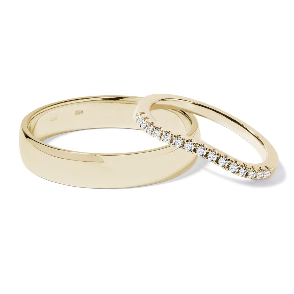 Moderní snubní prsteny s diamanty ve zlatě | KLENOTA