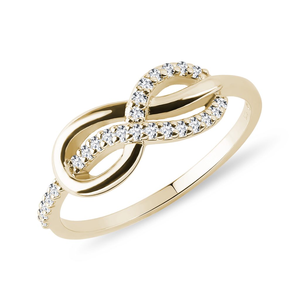 Bague Infinity d'or jaune avec diamants | KLENOTA