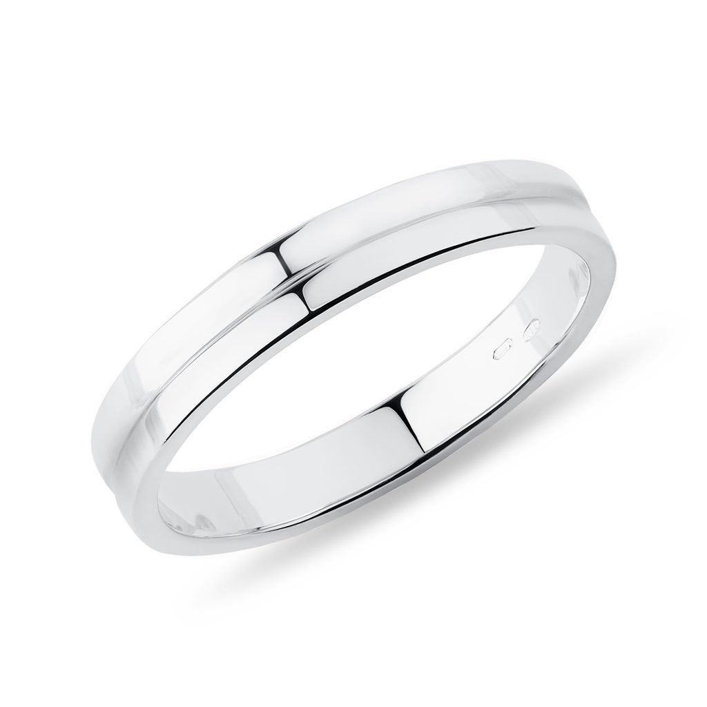 Women's engraved wedding ring in white gold | KLENOTA