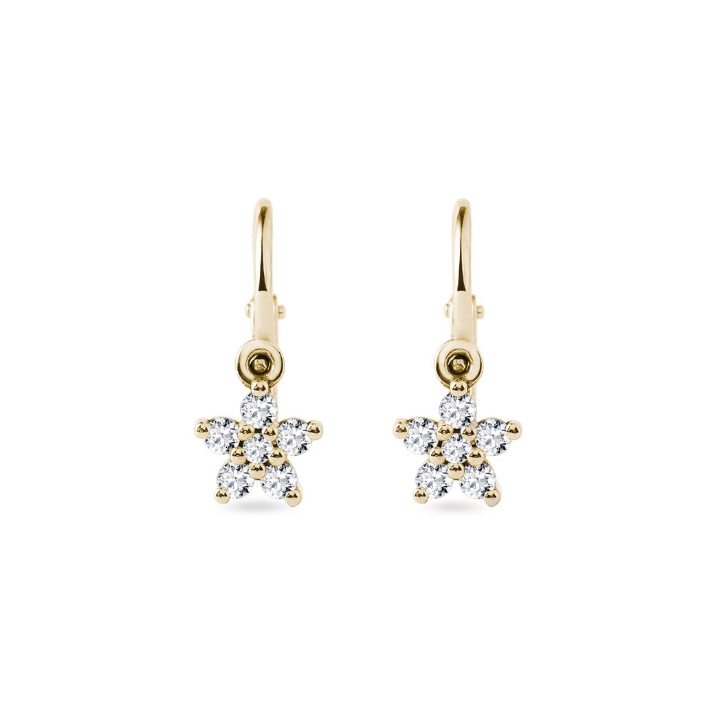 Children's star earrings with diamonds in gold | KLENOTA