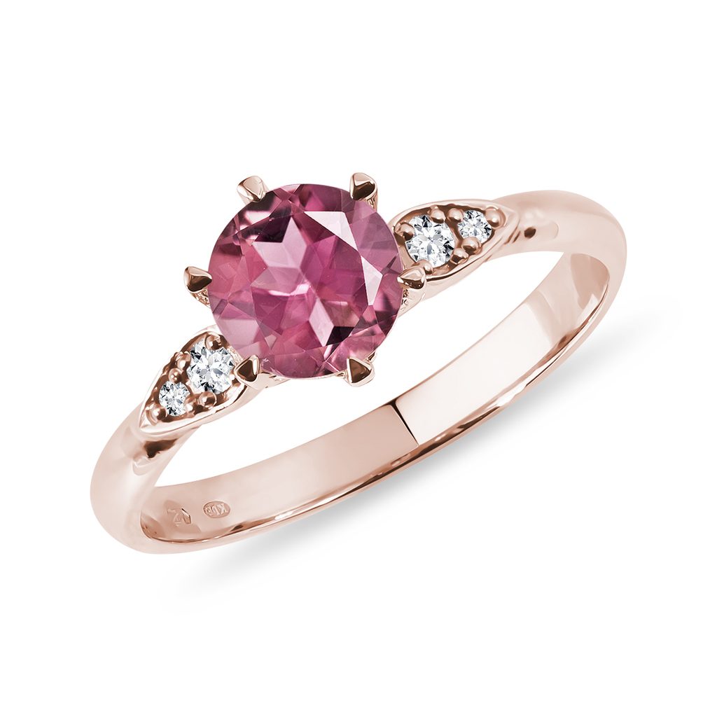 Tourmaline and Diamond Heart Ring in Rose Gold KLENOTA