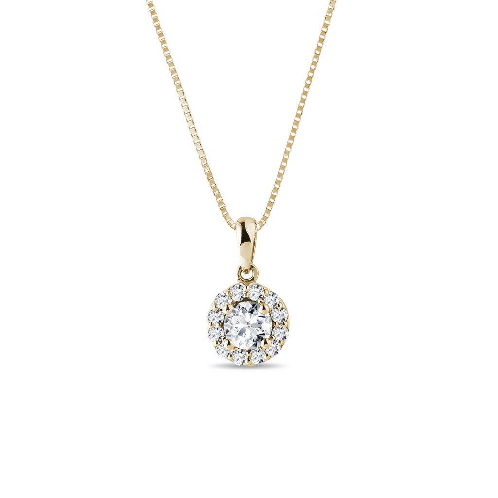 Zlatý diamantový náhrdelník v halo stylu | KLENOTA