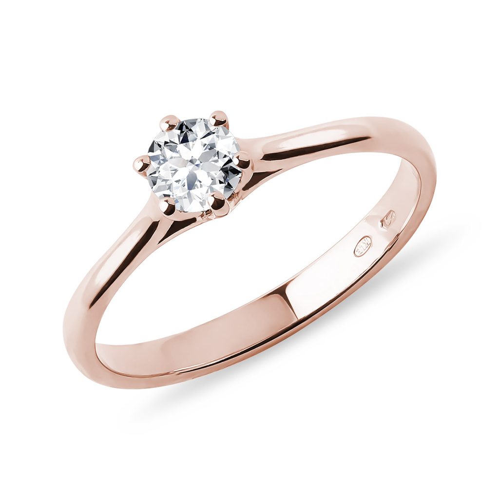 Zásnubný prsteň z ružového zlata s briliantom | KLENOTA