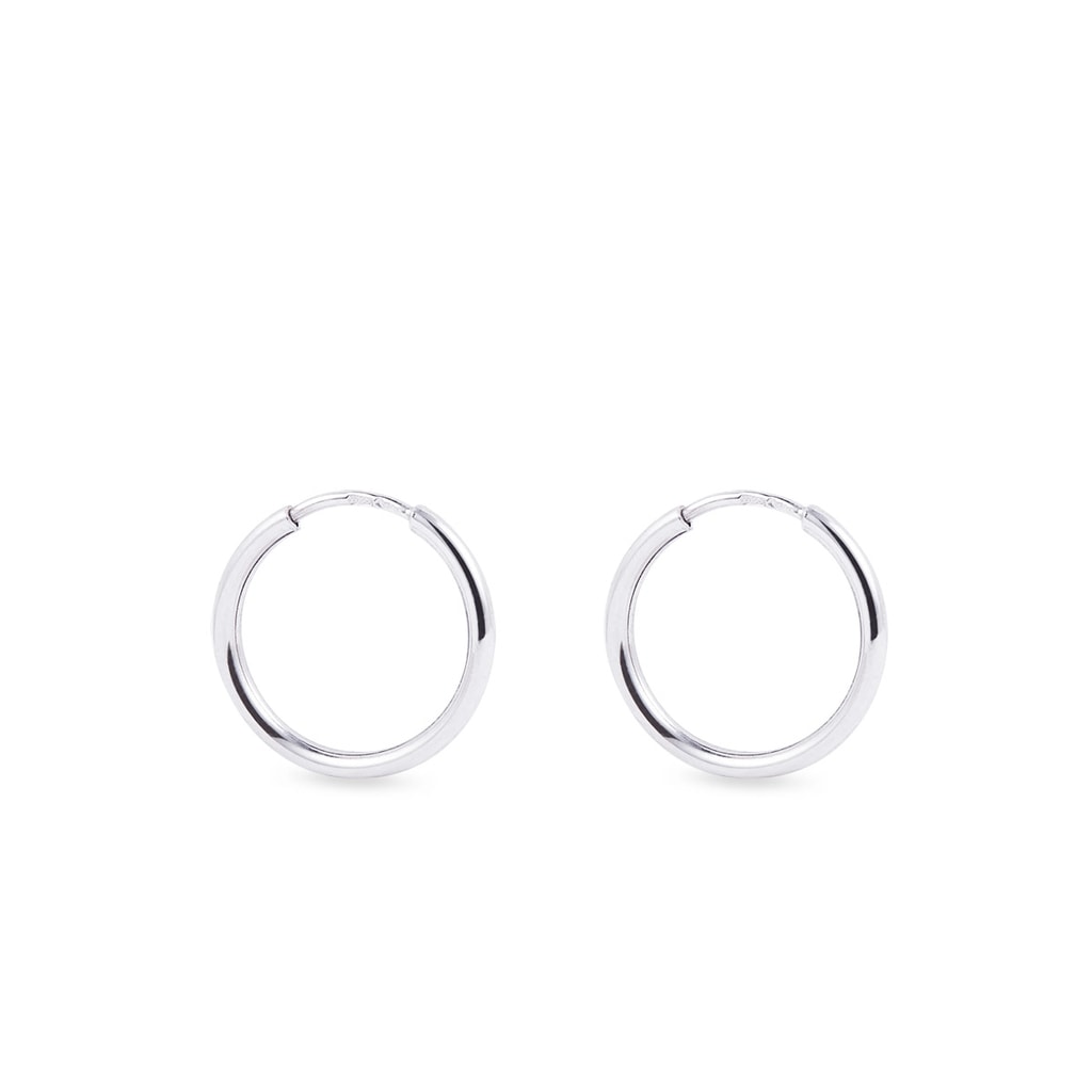 White gold hoop earrings 16 mm | KLENOTA