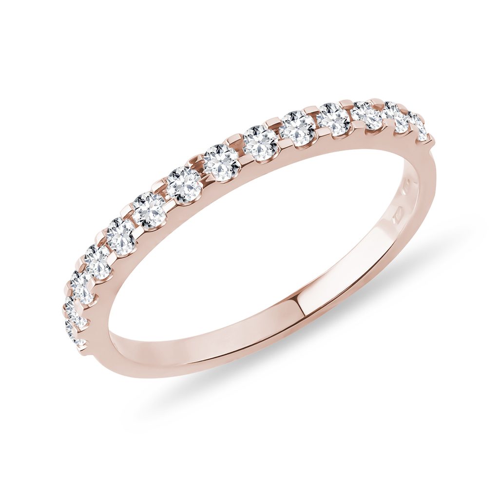 Diamantový snubní prsten z růžového zlata | KLENOTA