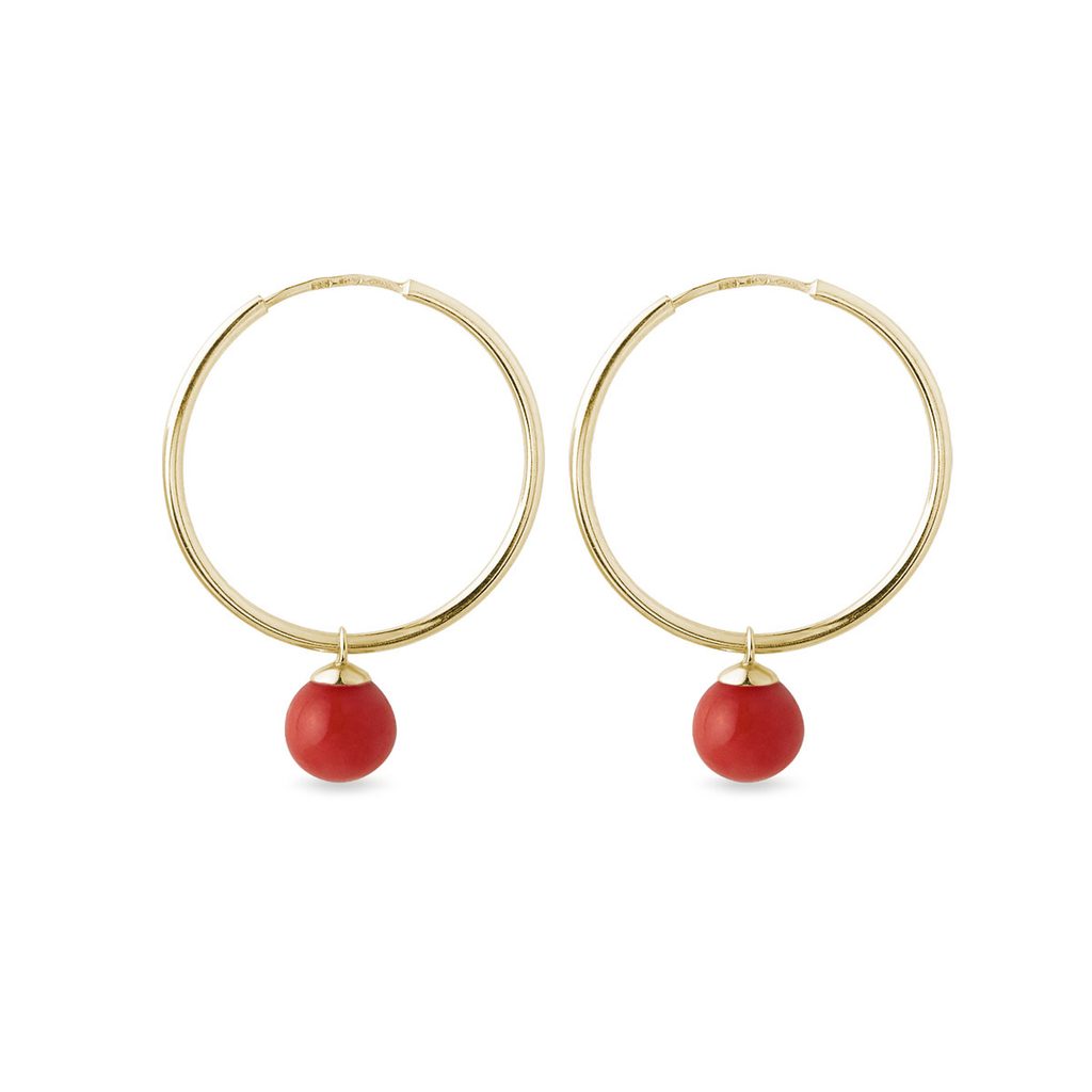 Creole (hoop) earrings with red pearls – Jkkajewelry