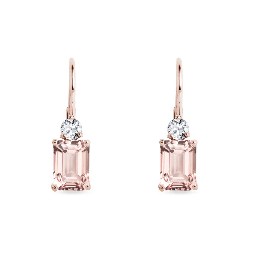 Morganite and diamond earrings with in rose gold | KLENOTA