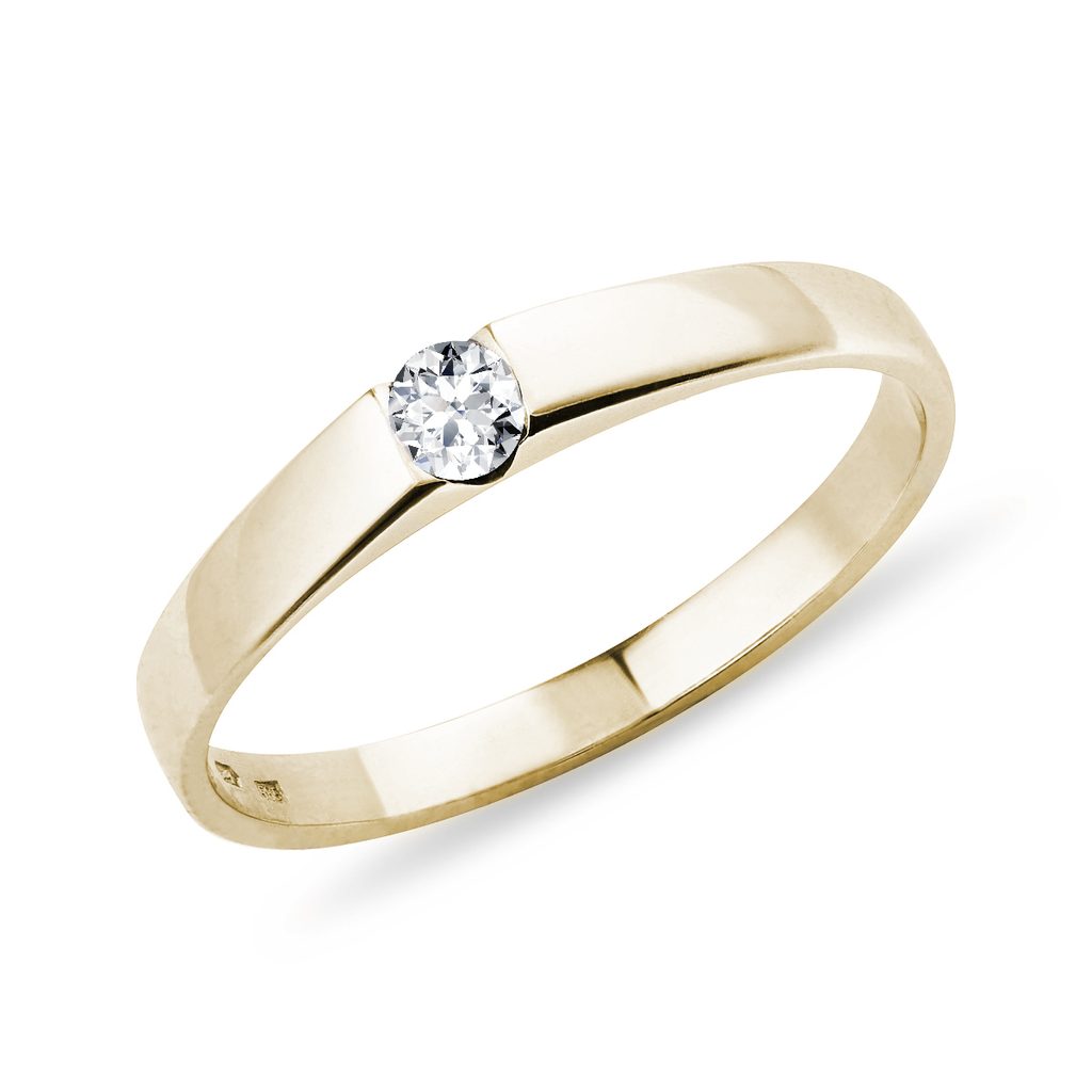 Zlatý zásnubní prsten s diamantem | KLENOTA