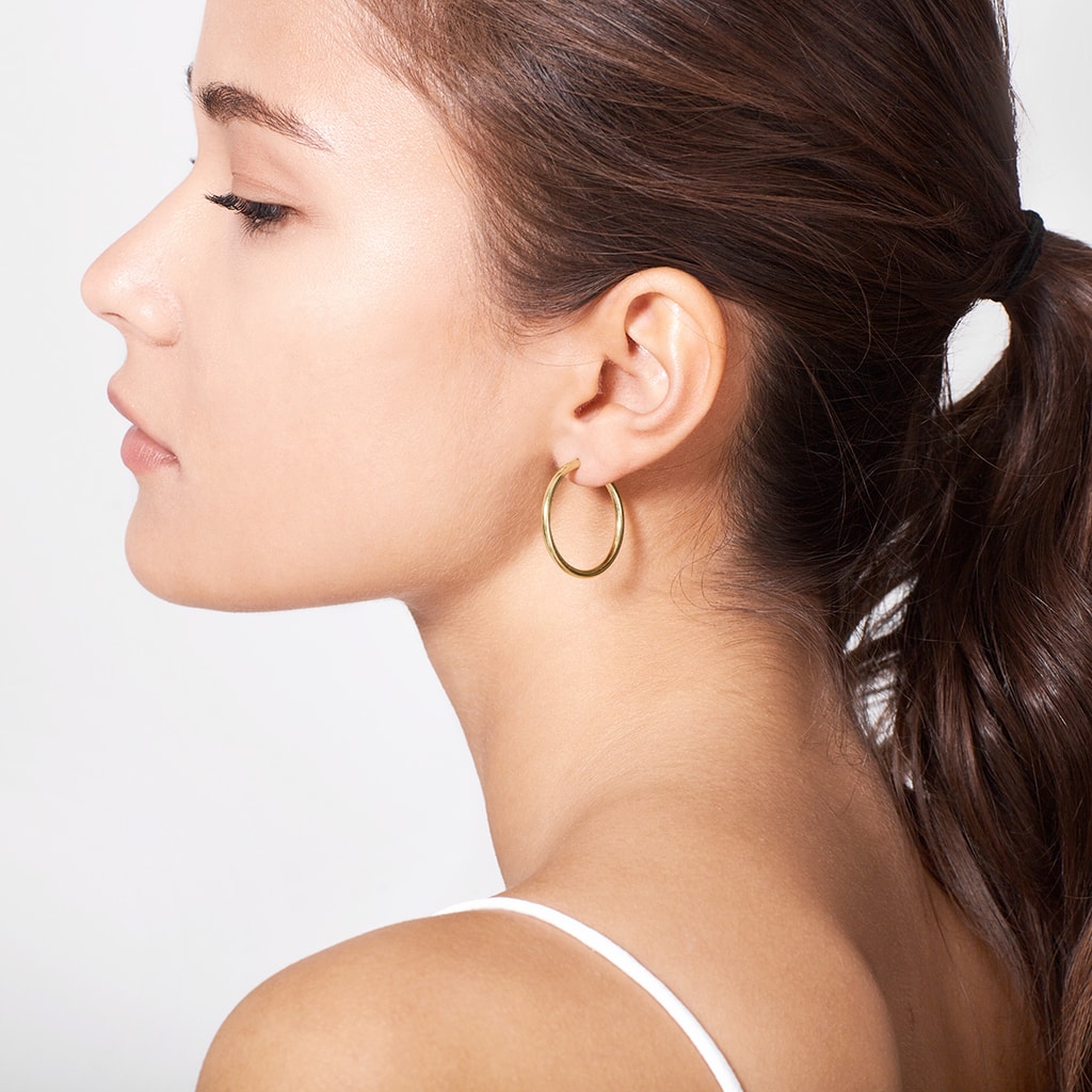 25 mm hoop earrings in yellow gold | KLENOTA