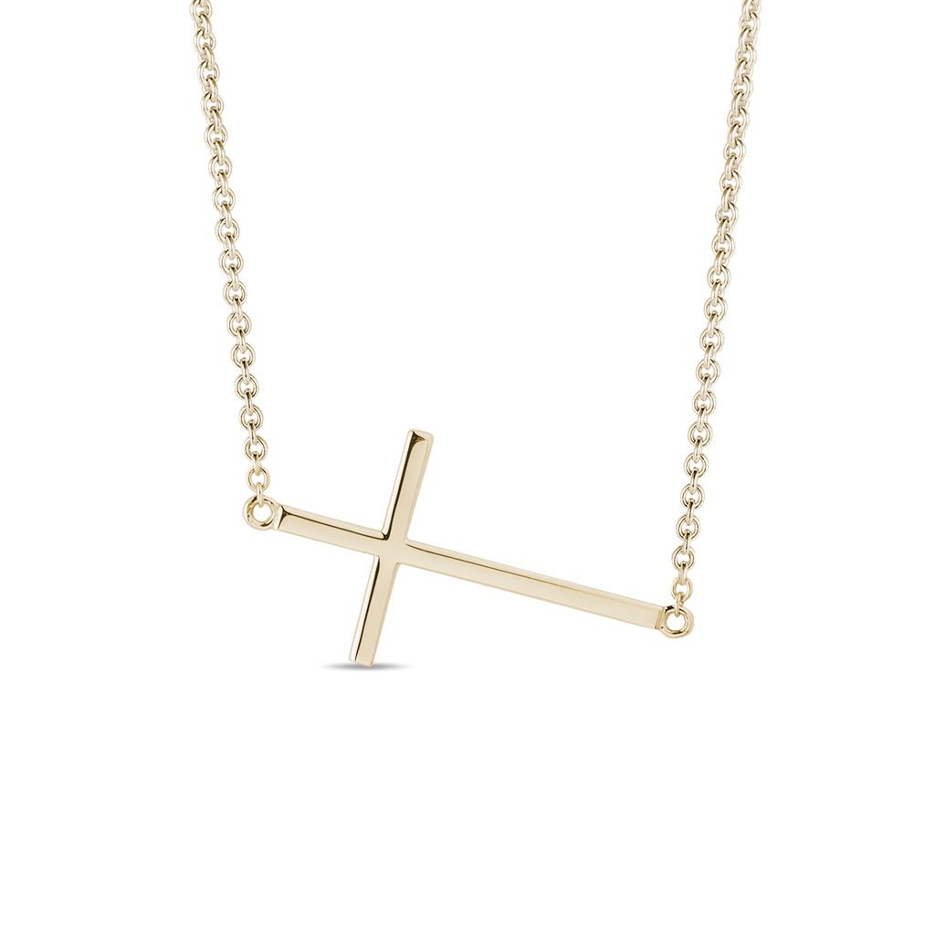 Collier-chaîne en or jaune avec pendentif en croix | KLENOTA