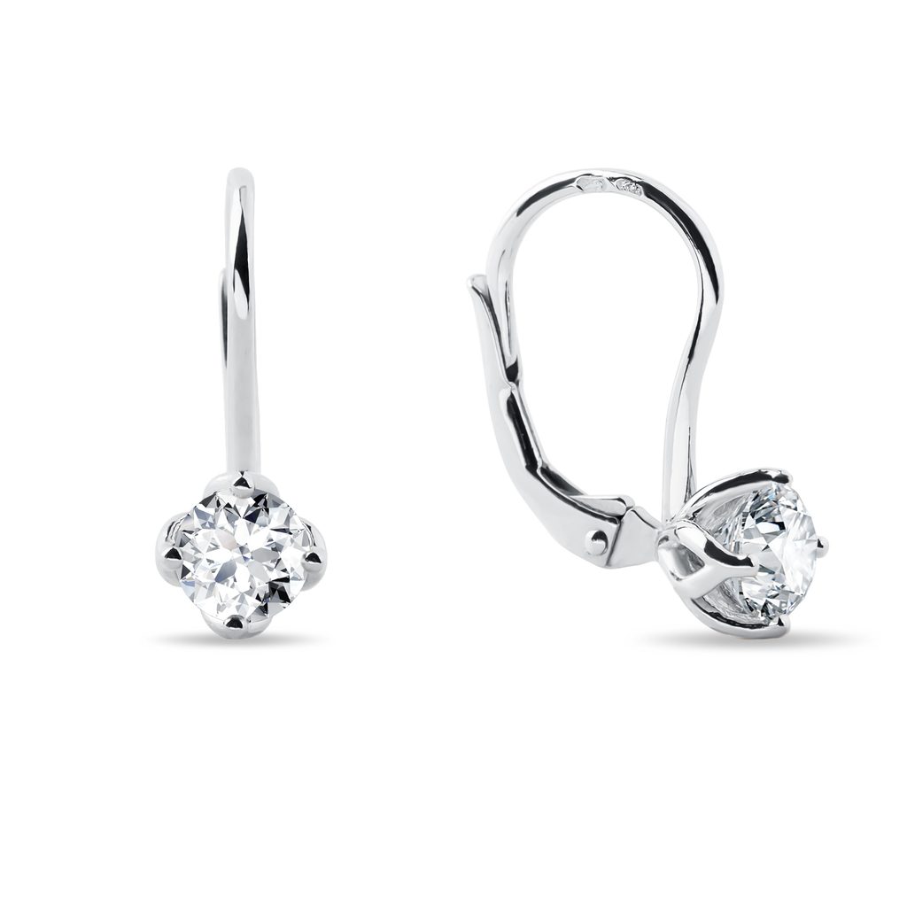 3/4 Ct Round Lab Grown Diamond Earrings In 14K White Gold – F/VS1 Clarity, 4-Prong Basket Screw Back