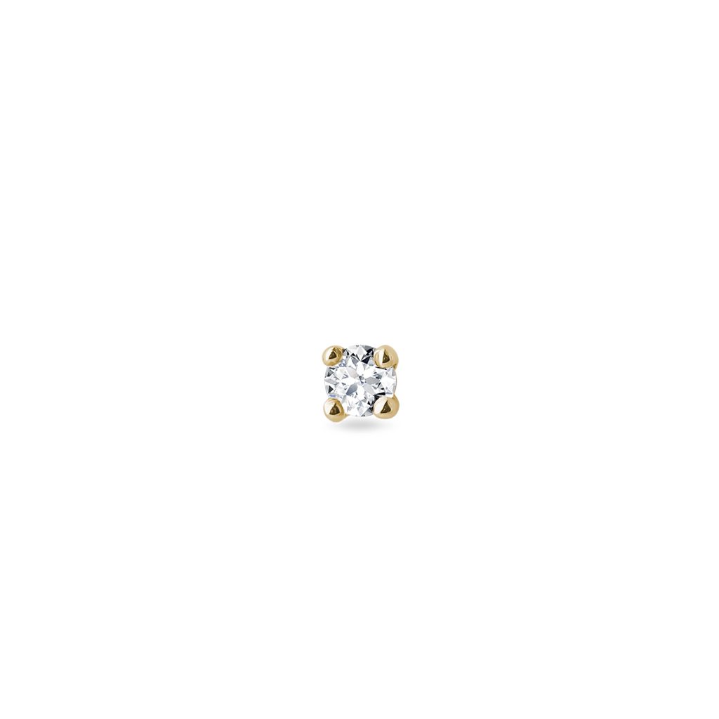 Drobná náušnica zo žltého zlata s diamantom | KLENOTA