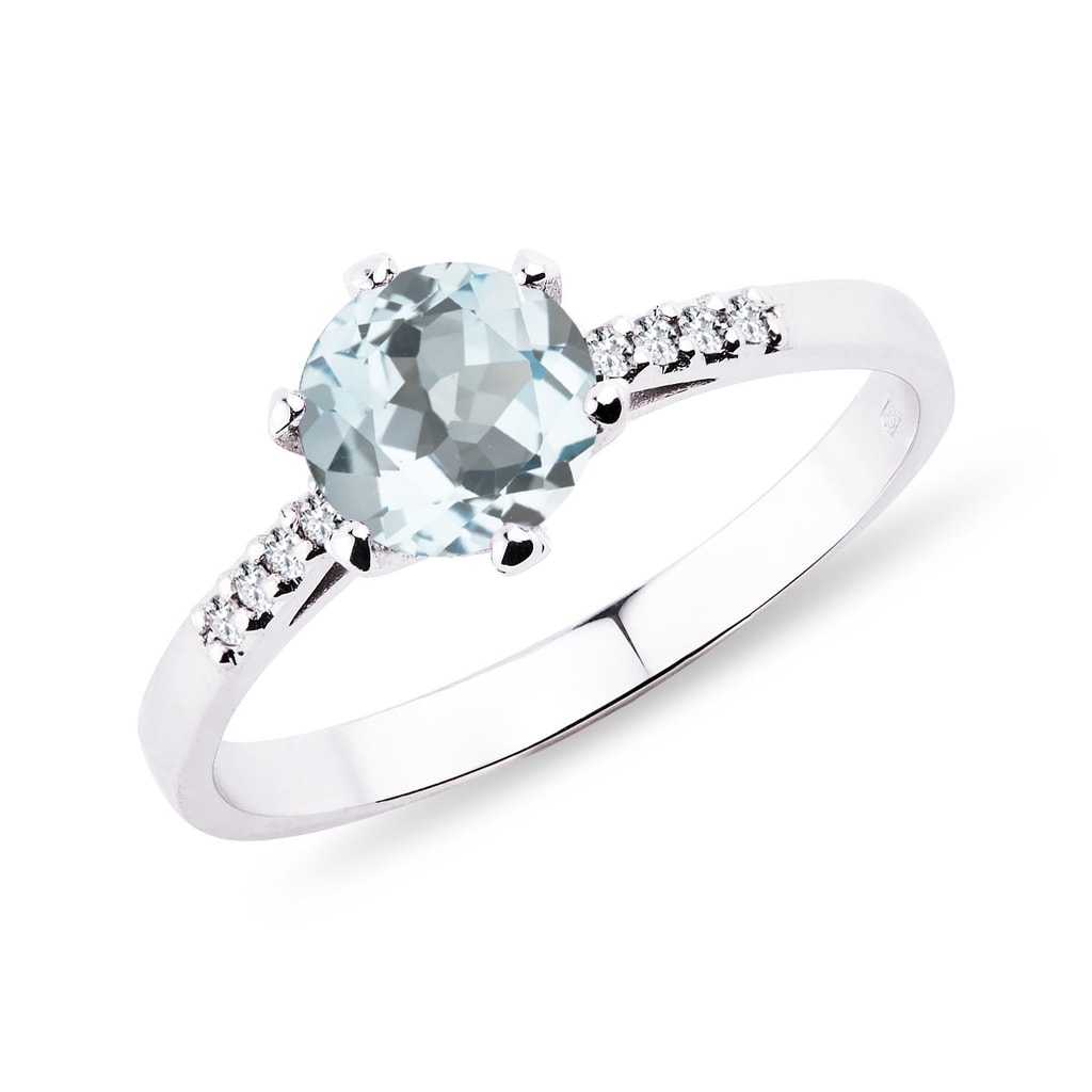 Akvamarínový prsten s diamanty | KLENOTA