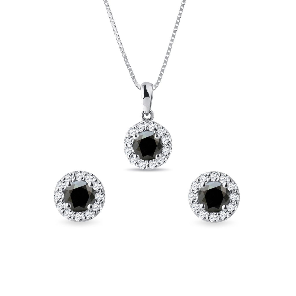 Black Diamond Jewelry Set in White Gold KLENOTA