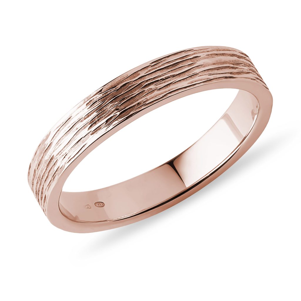 Men's engraved wedding ring in rose gold | KLENOTA