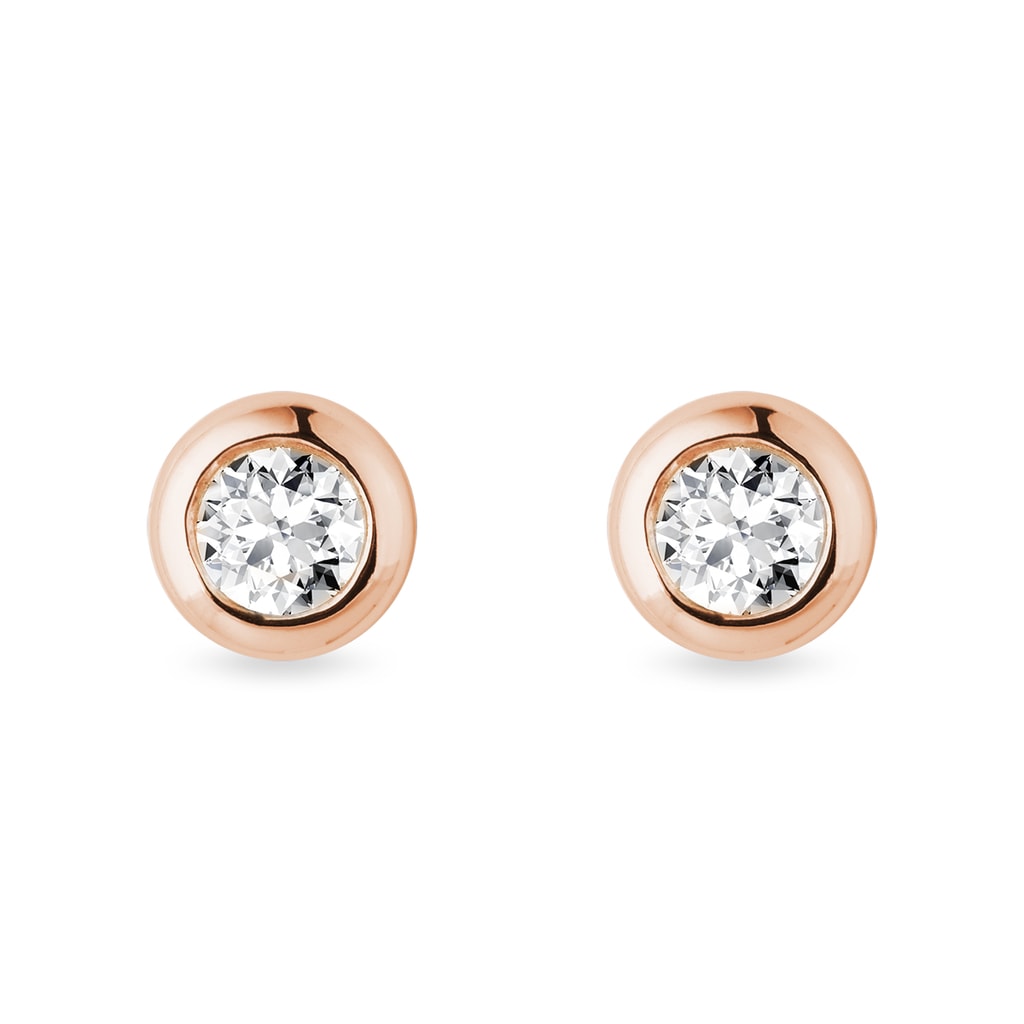 0.7ct diamond stud earrings in rose gold | KLENOTA