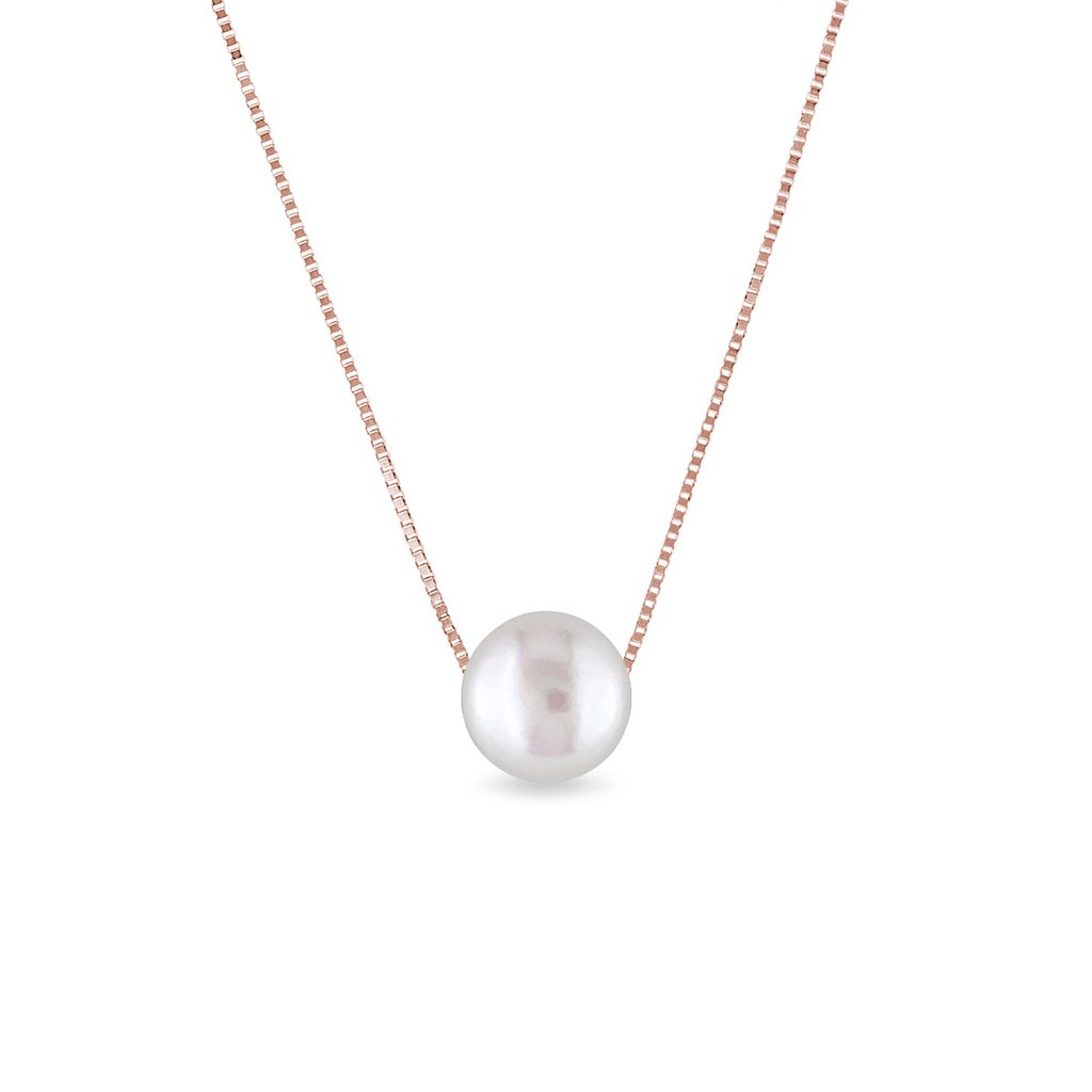 Halskette aus Roségold mit weißer Perle | KLENOTA