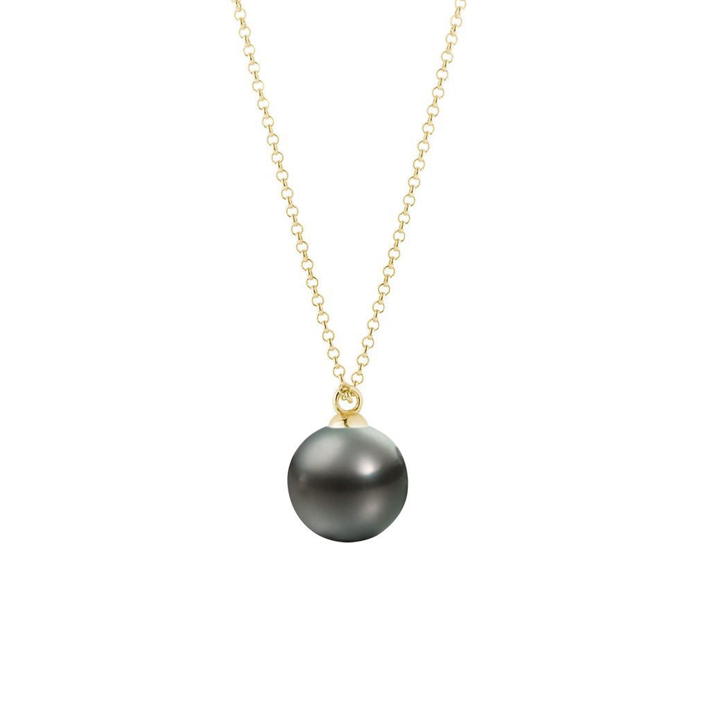 Minimalist Tahitian Pearl Pendant in Yellow Gold | KLENOTA