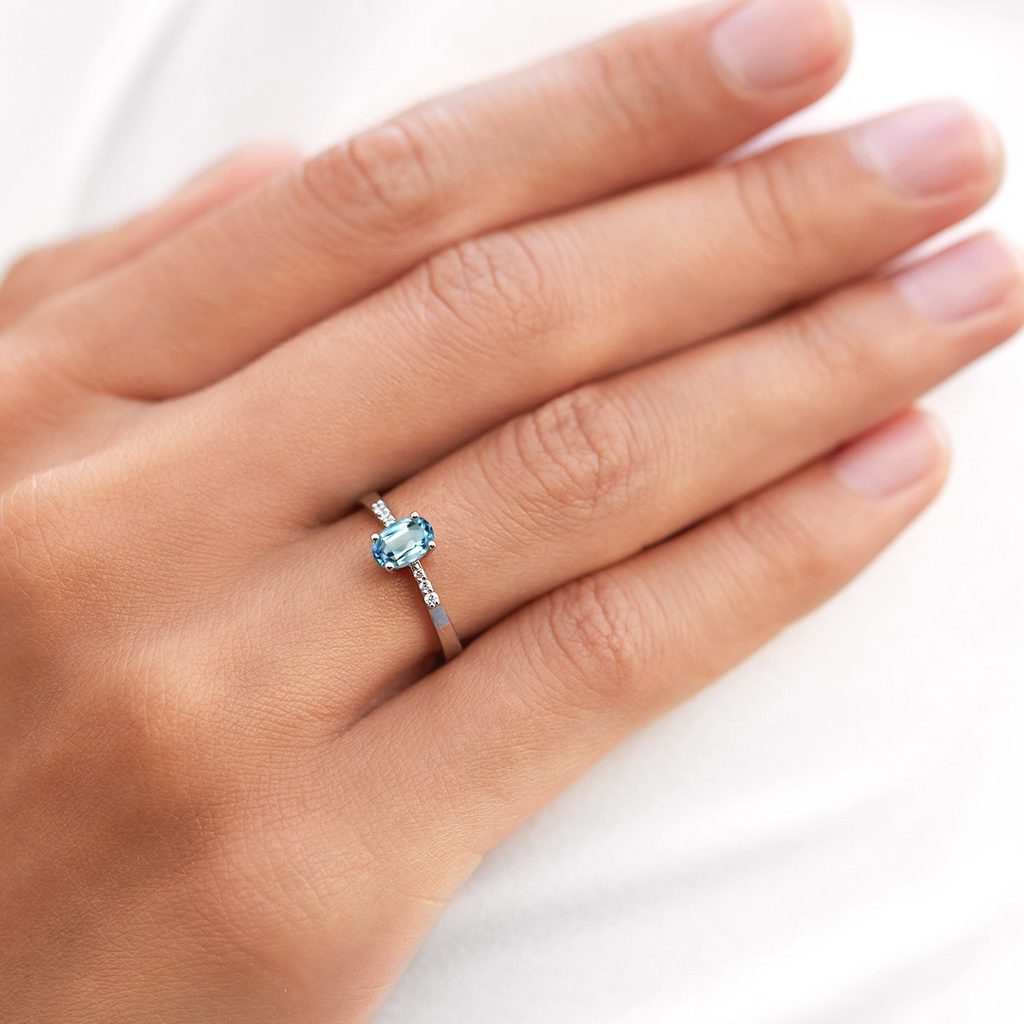 14k White Gold Custom Blue Topaz And Diamond Engagement Ring #103407 -  Seattle Bellevue | Joseph Jewelry