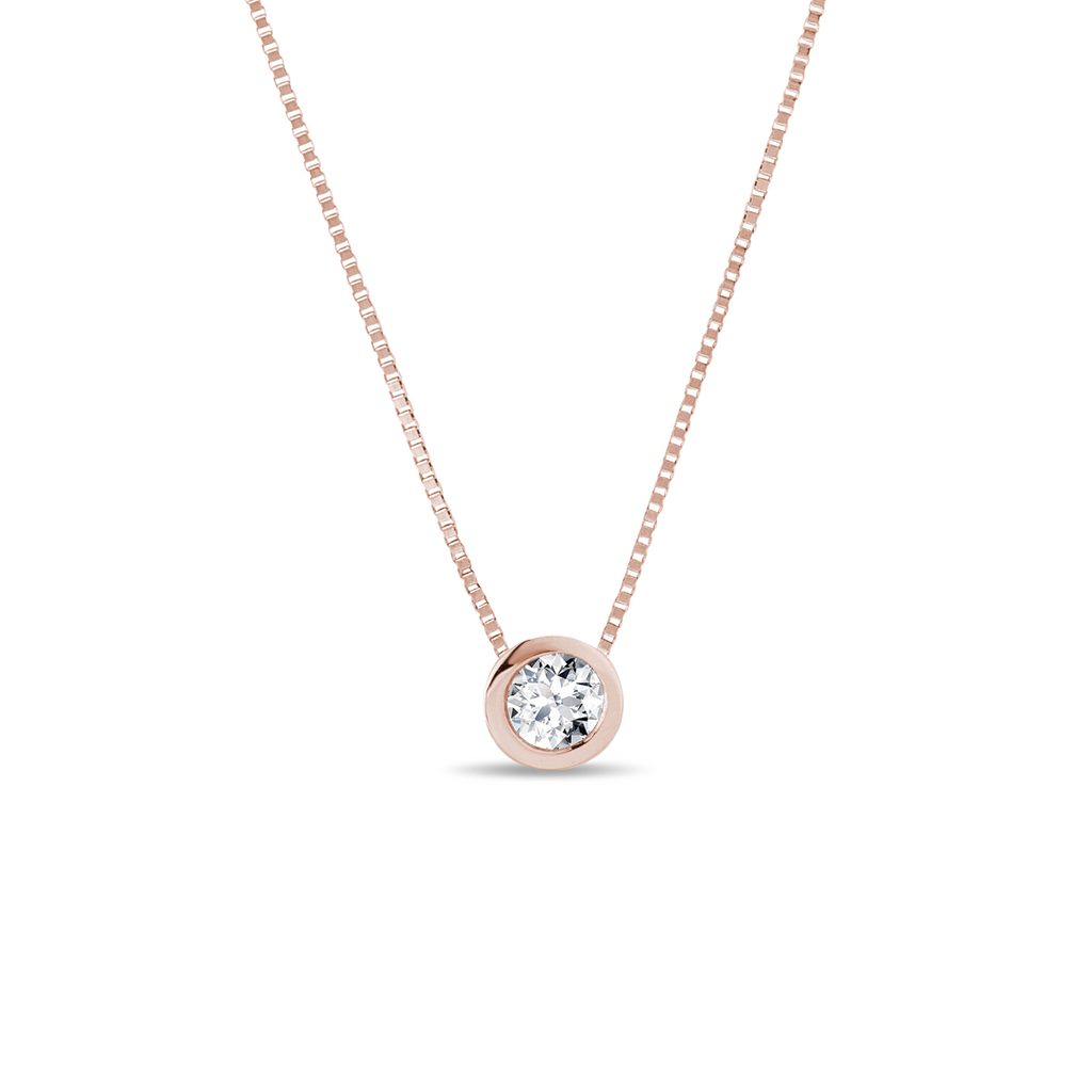 Diamond Pendant Necklace in Rose Gold | KLENOTA