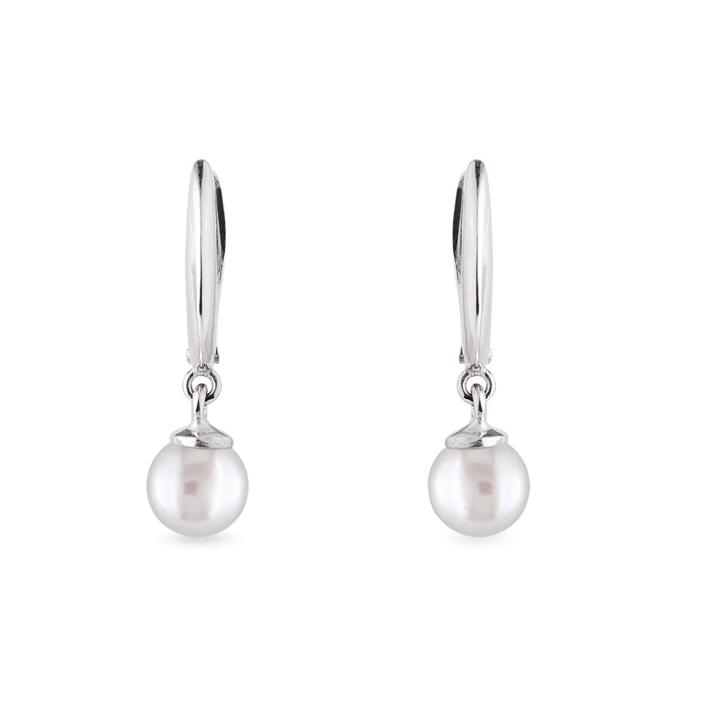 Earrings in White Gold with Freshwater Pearls | KLENOTA