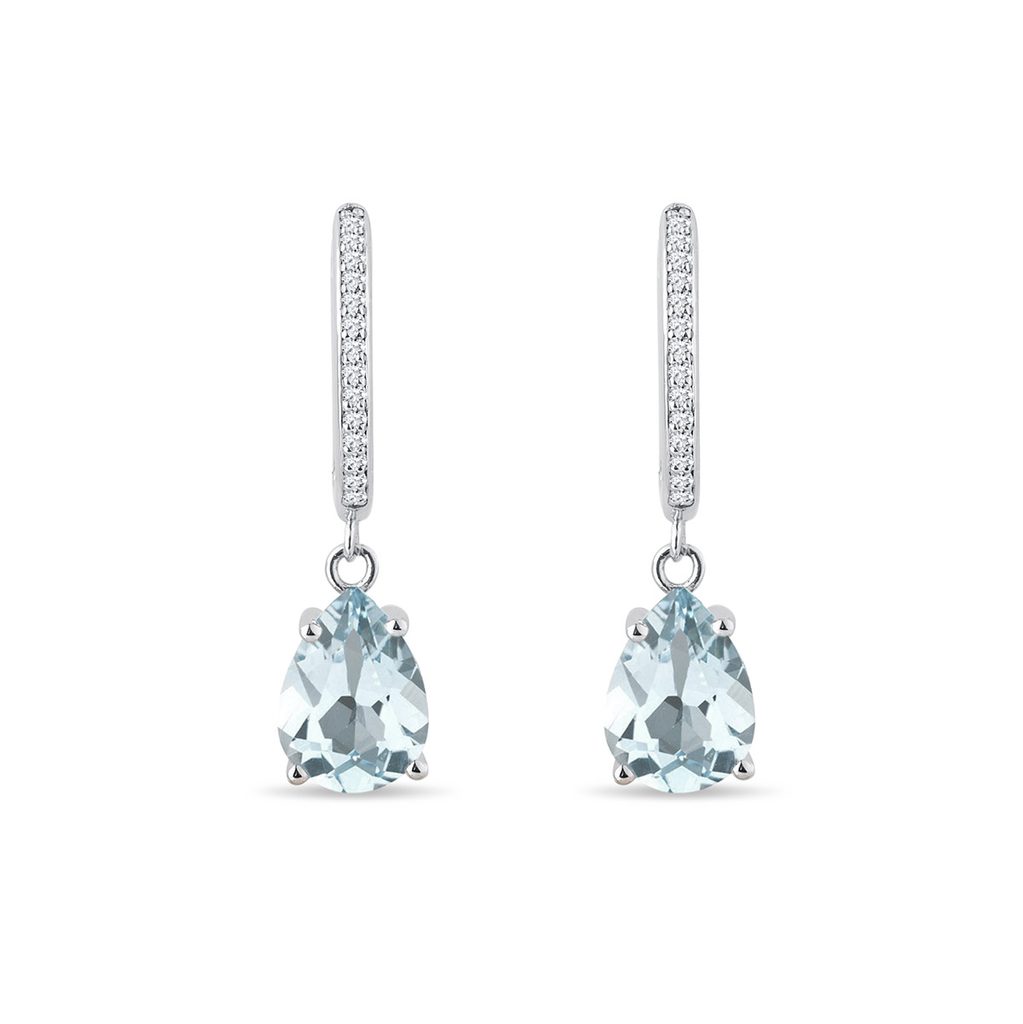 Aquamarine and diamond earrings in white gold | KLENOTA