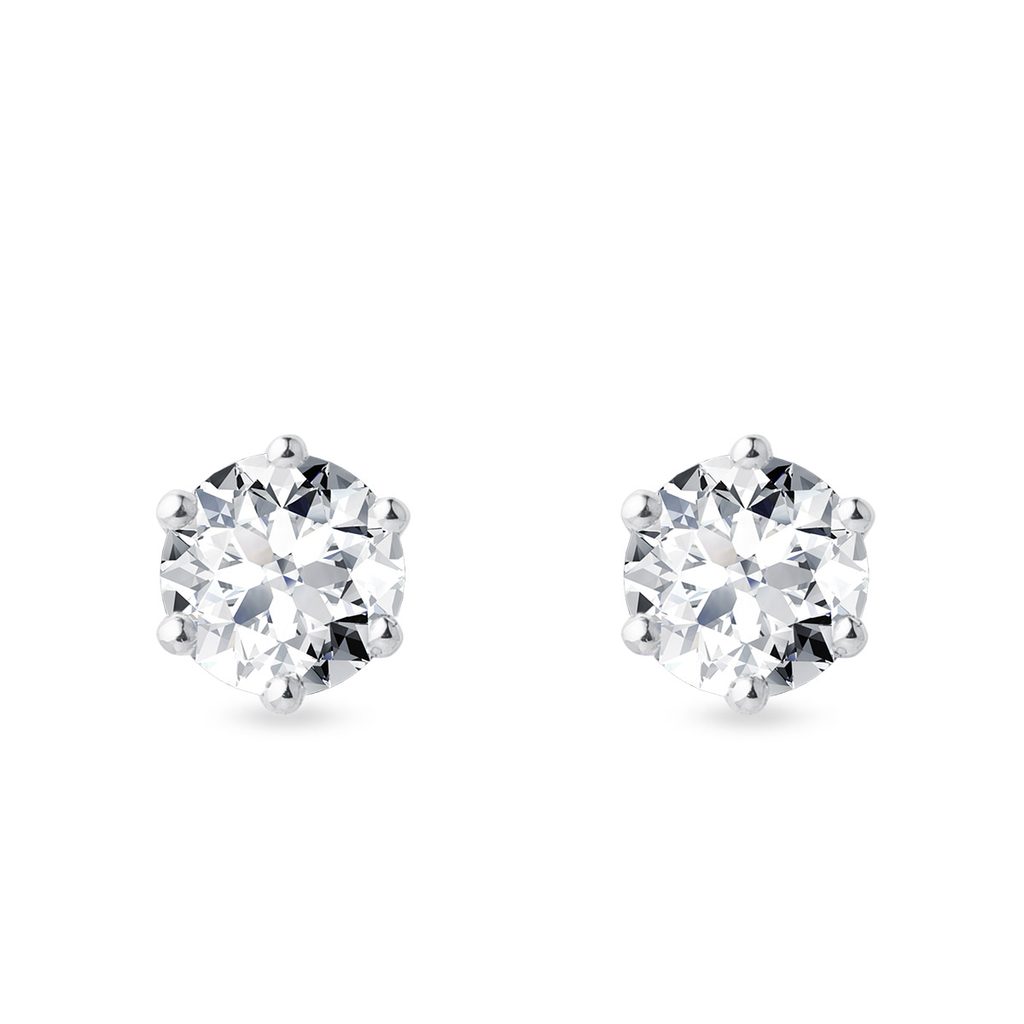 Luxury 2 ct stud earrings in 14k white gold | KLENOTA