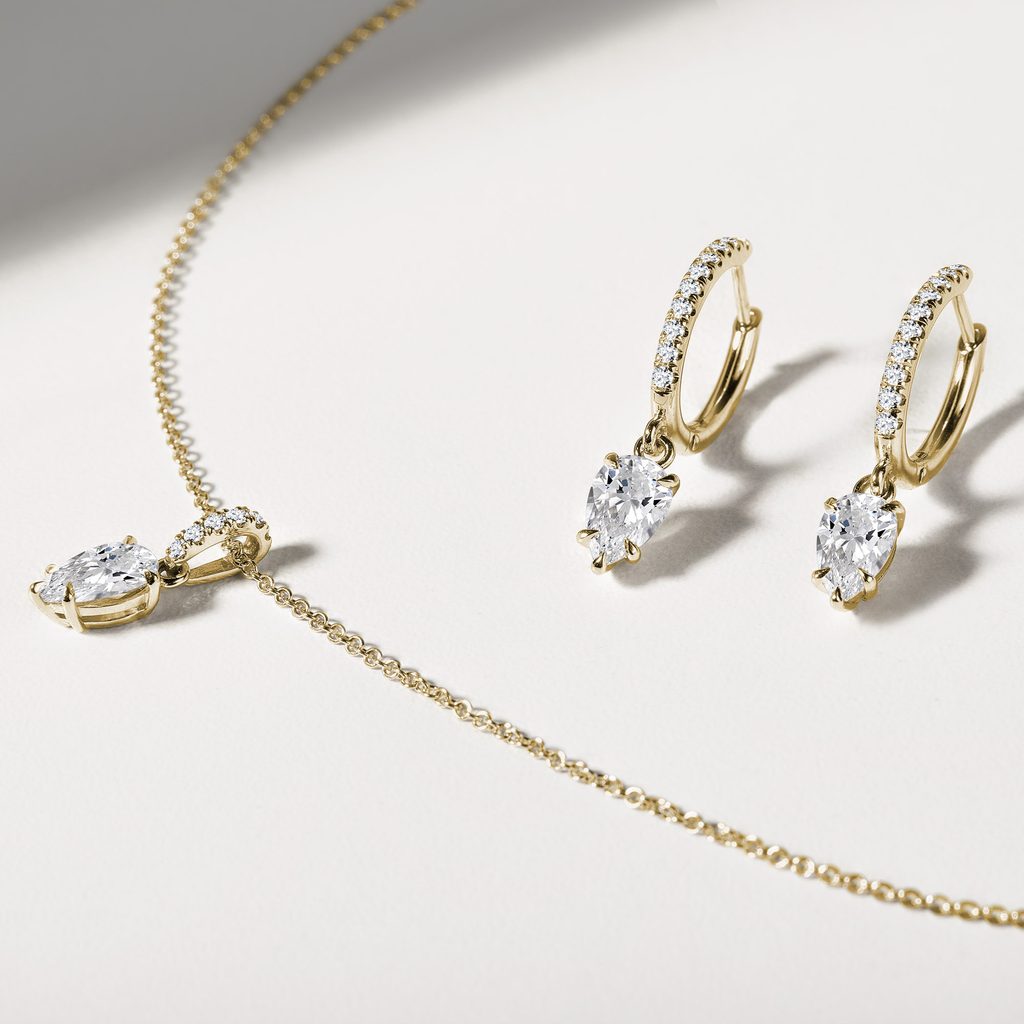 14K Yellow Gold Jewelry Set with Lab Grown Diamonds KLENOTA