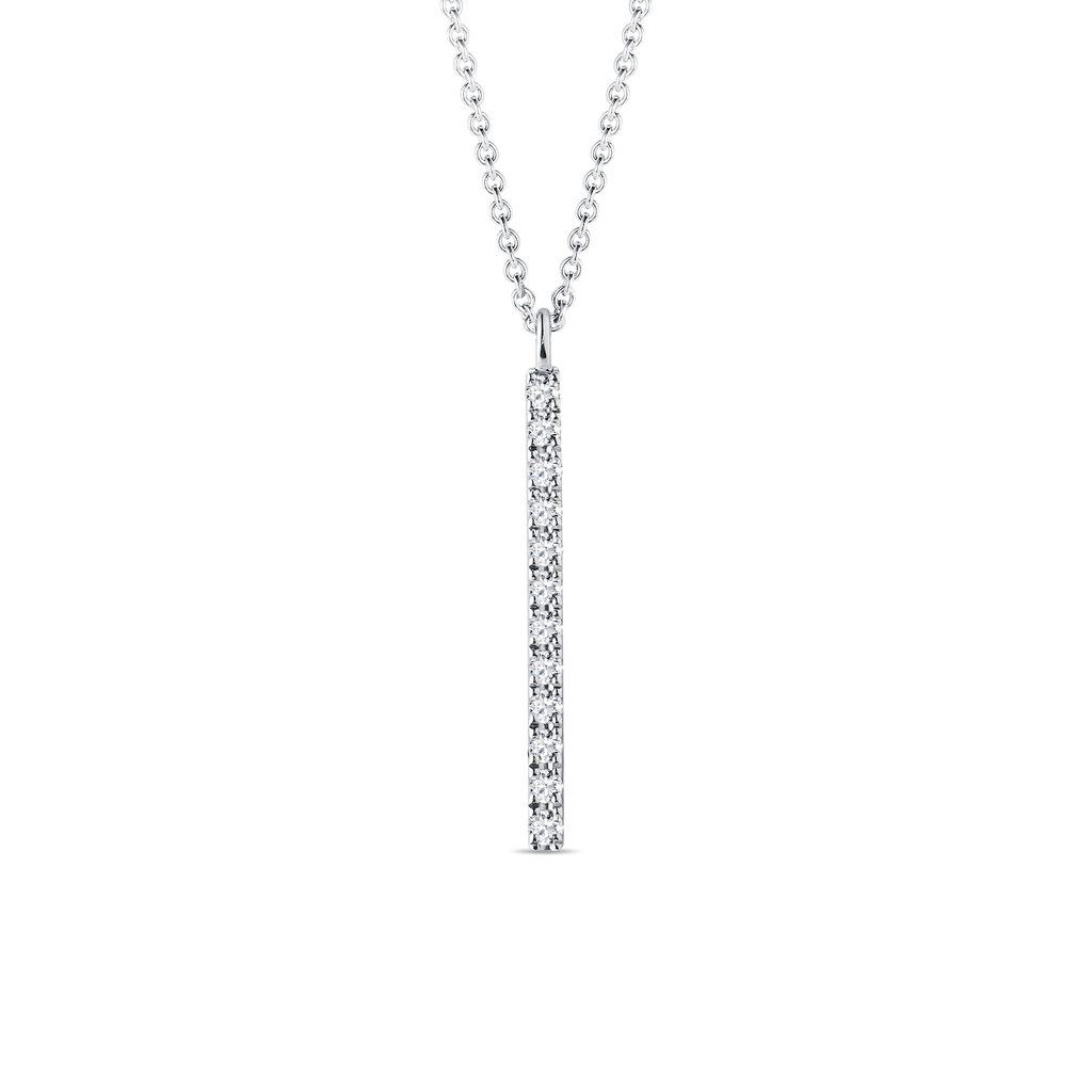 Vertical Diamond Bar Necklace in White Gold | KLENOTA