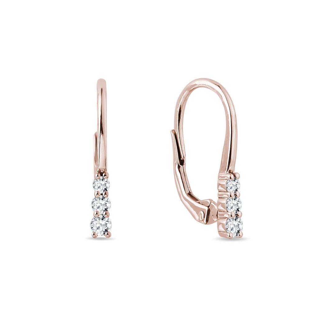Earrings in Rose Gold with Shiny Diamonds | KLENOTA