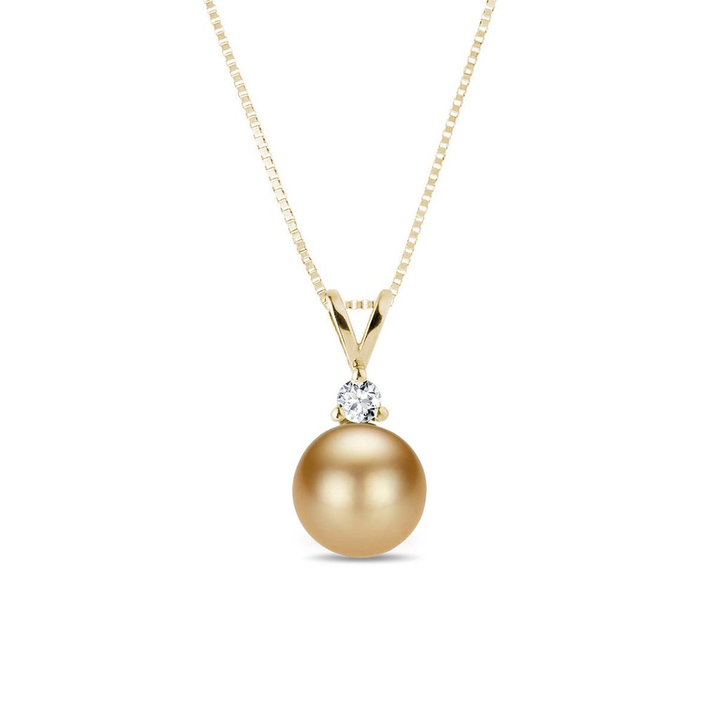 Zlatý náhrdelník s perlou jižního Pacifiku a diamantem | KLENOTA