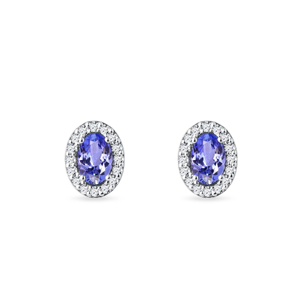 Diamond and tanzanite earrings in white gold | KLENOTA