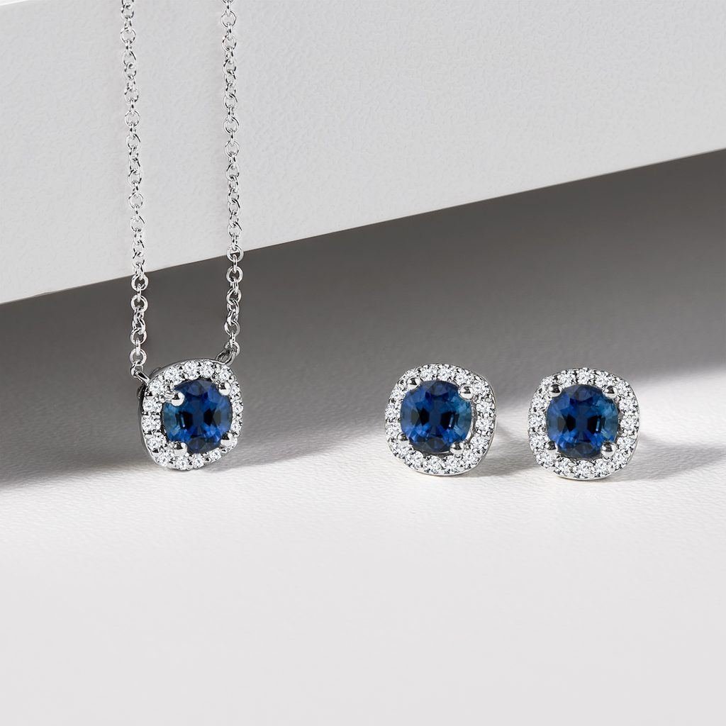 Luxury sapphire and diamond earrings in white gold | KLENOTA
