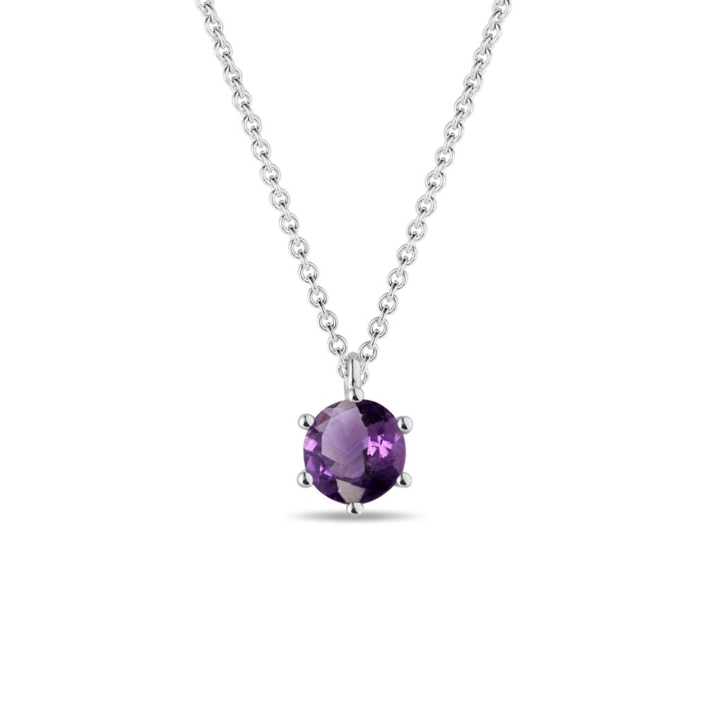 | Violetter Amethyst-Anhänger Weißgold KLENOTA aus