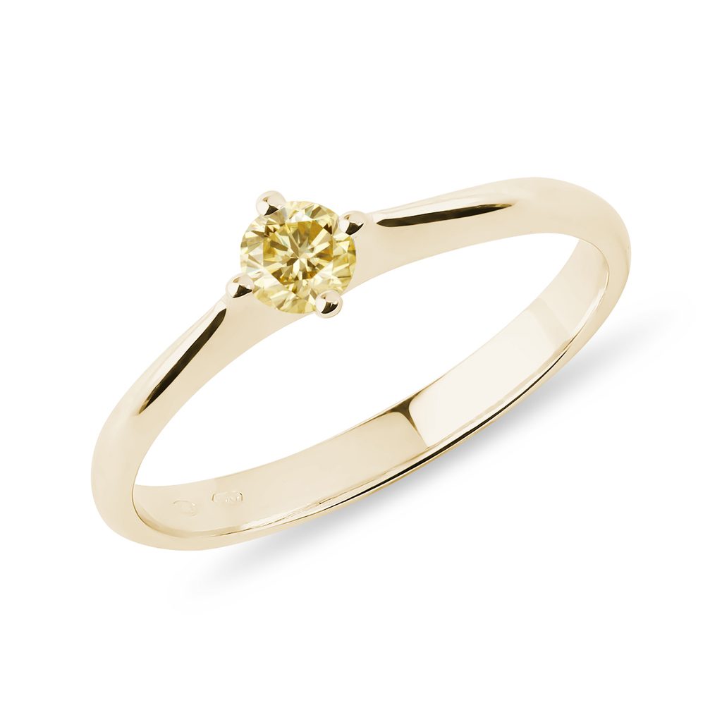 Ring with Yellow Diamond in 14k Yellow Gold | KLENOTA