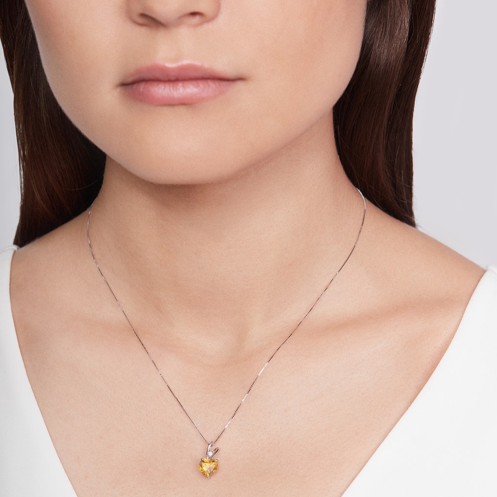 Zlatý náhrdelník s citrínem a diamantem | KLENOTA