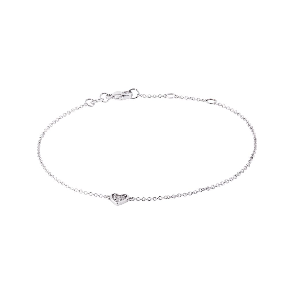 Heart bracelet with diamonds in white gold | KLENOTA