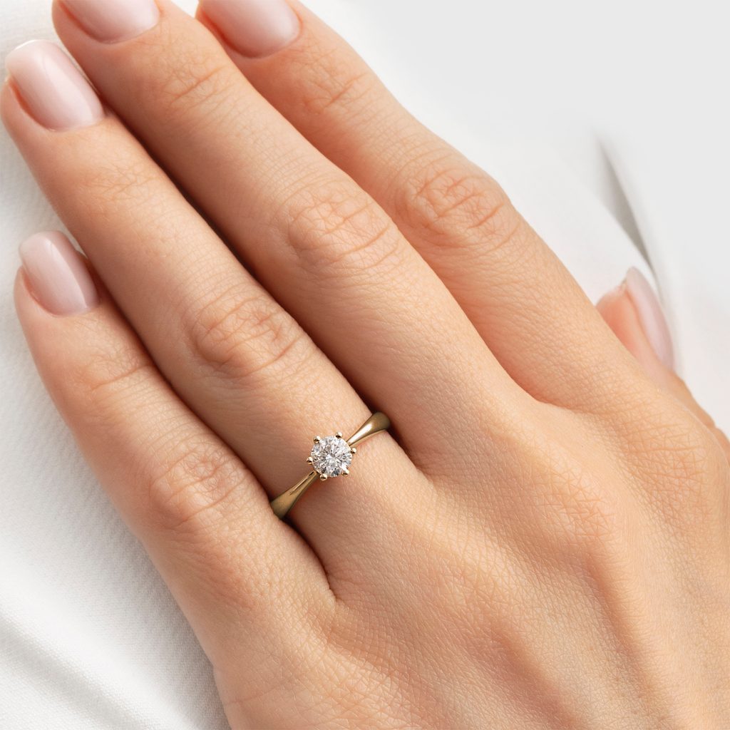 Half Carat Diamond 14K Yellow Gold Engagement Ring | KLENOTA